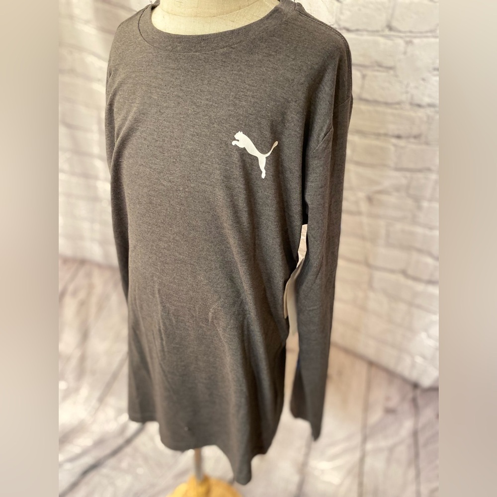 PUMA L(14/16) Charcoal Heather Long-sleeved T-shirt NWT w/ little hole